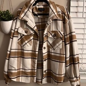 LOVE TREE Plaid Shacket - Size Large